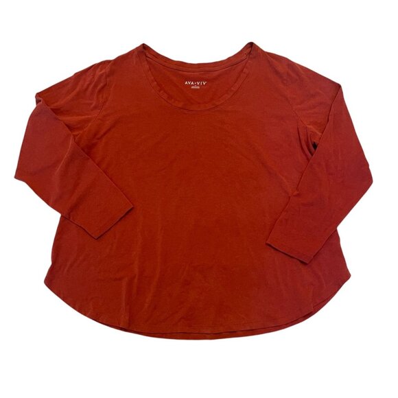 Ava & Viv Rust Knit Tee Shirt Womens Plus Size 2X Casual Pull Over T Top comfy s - Picture 1 of 6